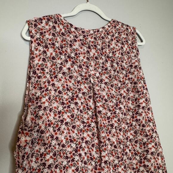 Market & Spruce Sleeveless Floral Pink Split Neck Rayon Blouse Top Size 2X NWOT - Picture 5 of 7